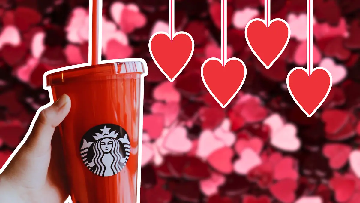 Para muchos fans del café caliente o frío, los vasos o termos de Starbucks con motivo de San Valentín son todo un suceso Starbucks y Canva